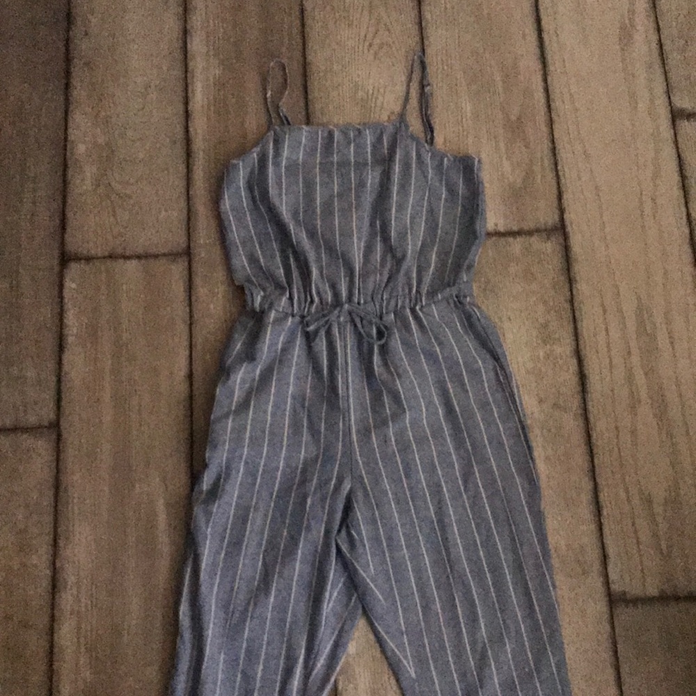 Blue and White Striped Ci Sono Medium Jumpsuit